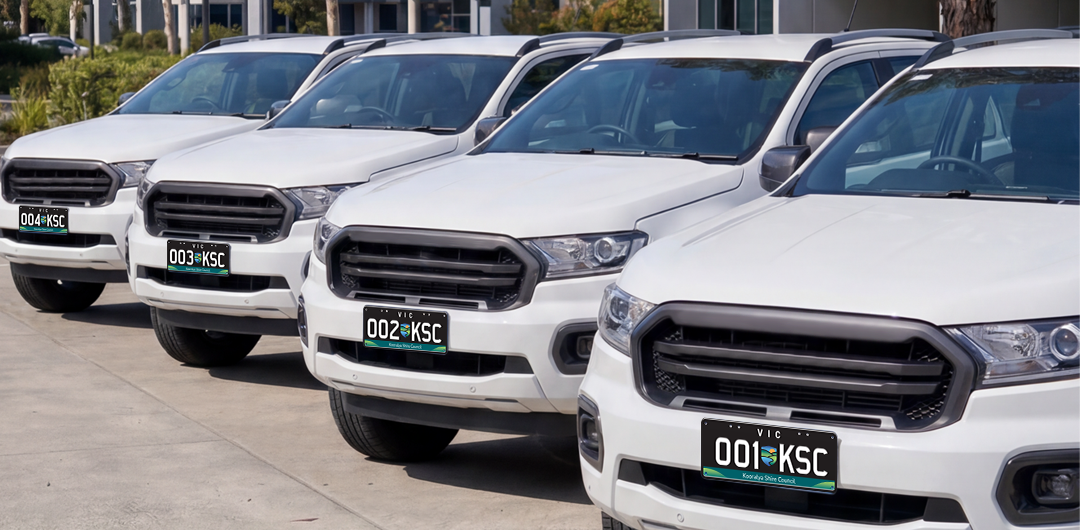 Fleet of utes with branded business plates